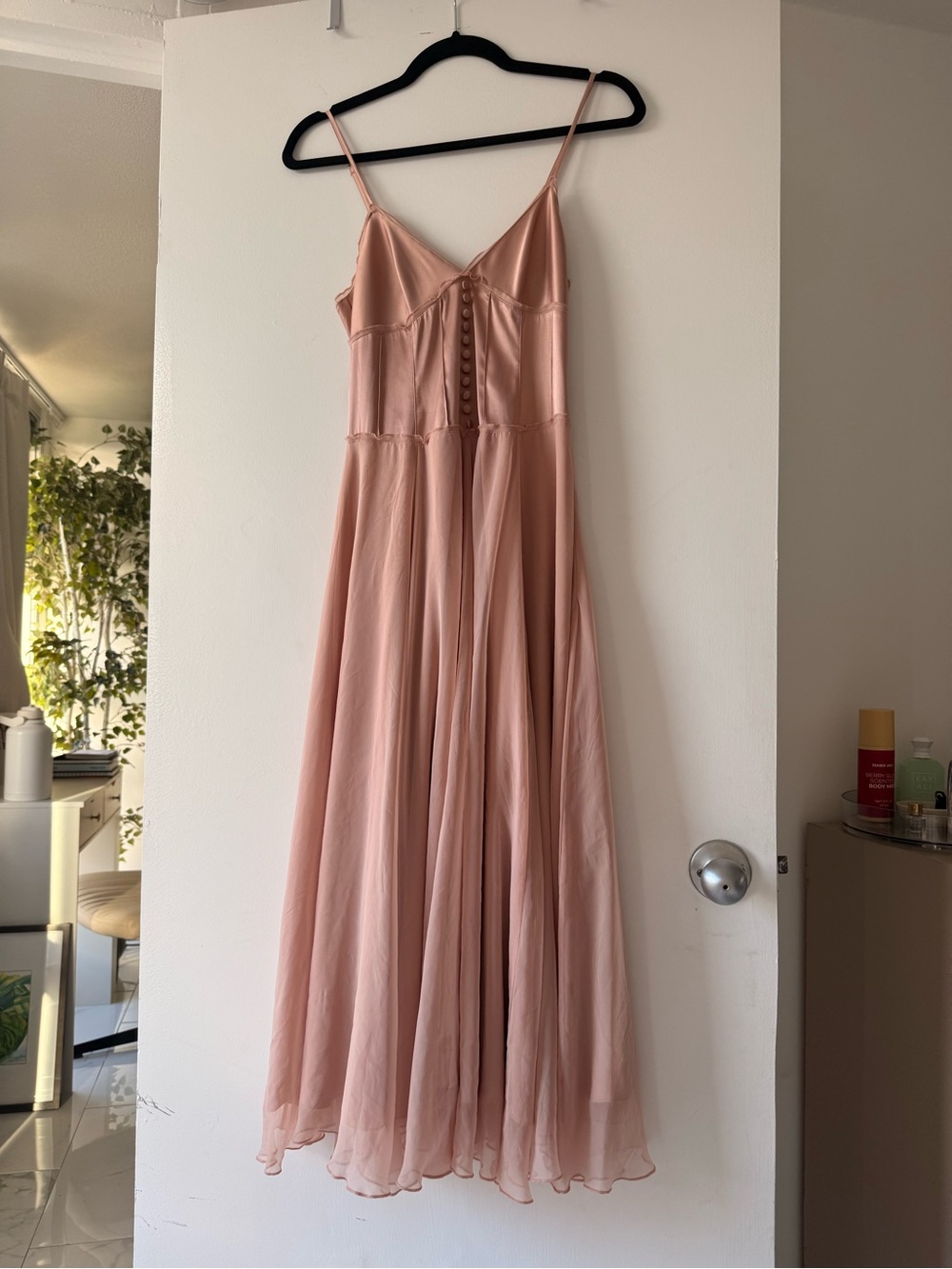 Victoria’s Secret Light Pink Satin/Chiffon Corset Midi Dress